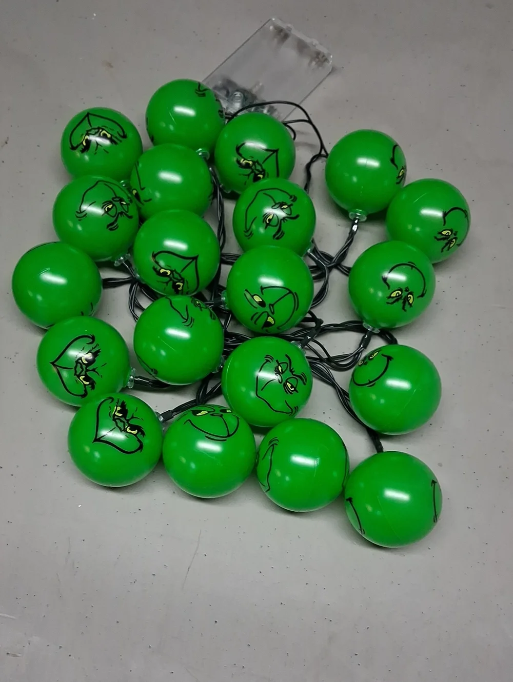 Festive Green Grinch Face String Lights for Parties